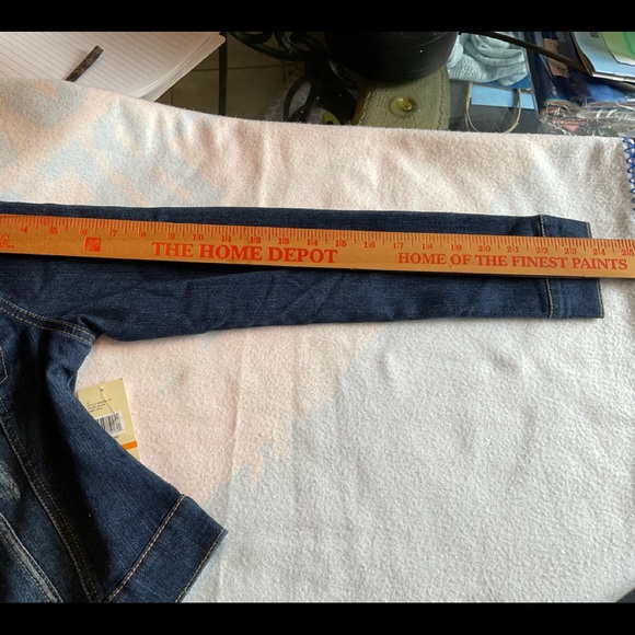 L.e.i. Dark Blue Distressed Jean Jacket Juniors Size S, NWT - Picture 15 of 16